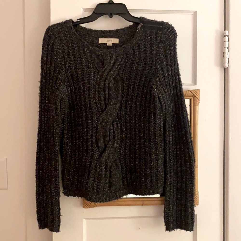 XS Dark Gray Chunky Sweater - LOFT